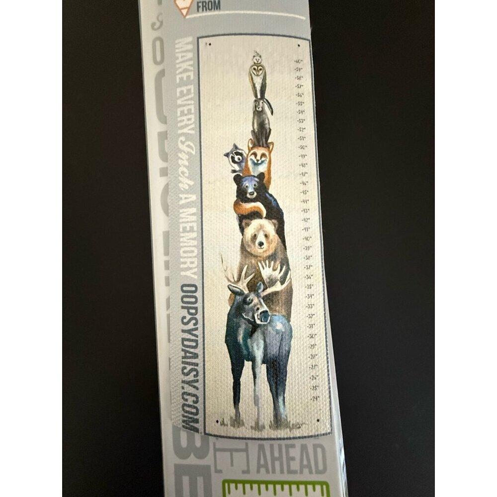 Oopsy Daisy Canvas Growth Chart Woodland Buddies Friends Moose Owl Bear Fox NEW